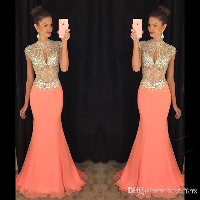 coral prom dress mermaid