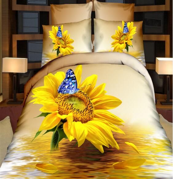 60s Wonderful New 3d Bedding Sets Reactive Printing Sunflower