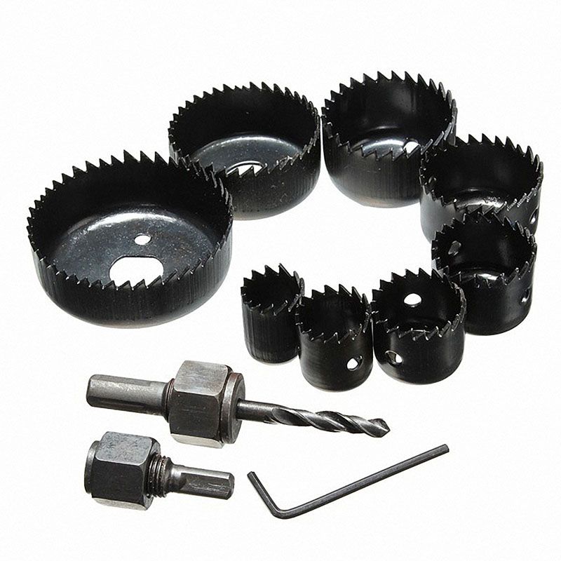 11Pcs Carbon Steel Hole Saw Kit Metal Circle Cutter Round Drill Bits Set 19-64mm