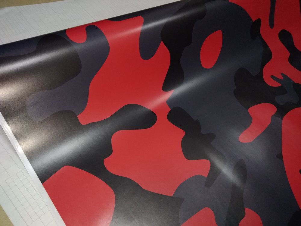 2021 Red Black Large Camo Vinyl For Car Wrap With Air Release Gloss