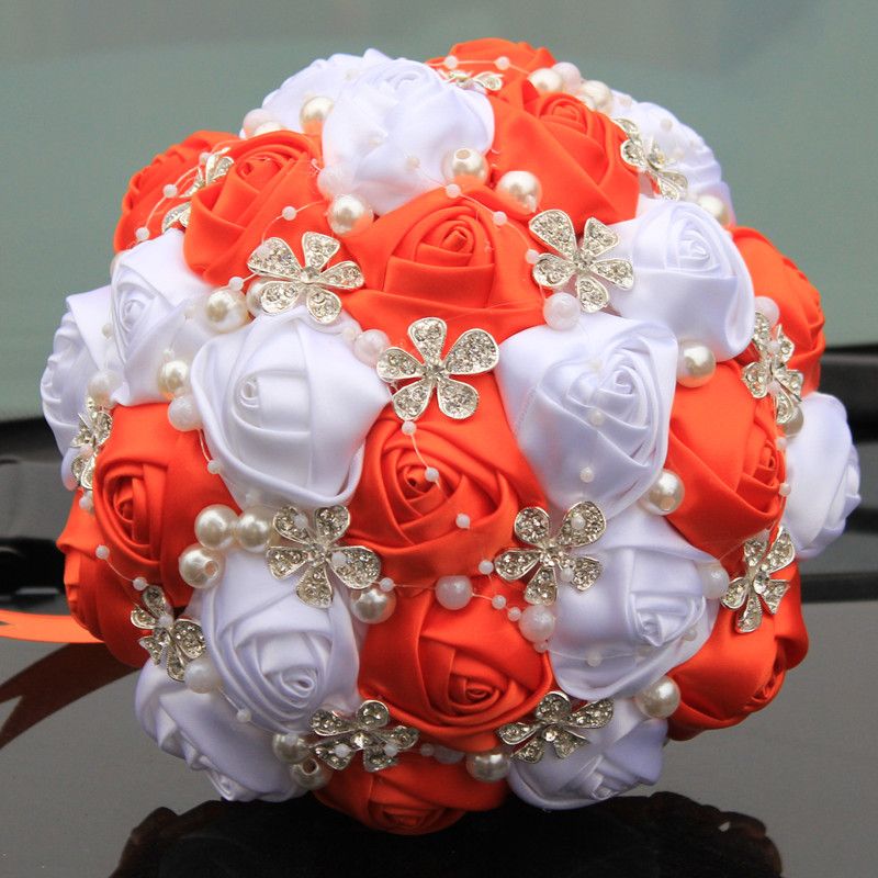 Orange White Wedding Bridal Bouquets Wedding Supplies ...