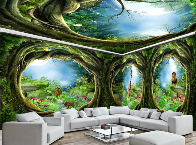 3d Ceiling Murals Wallpaper Customize Photo 3d Ceiling Dream Animal World Forest House Non Woven Wallpaper For Ceilings Top Rated Wallpapers High