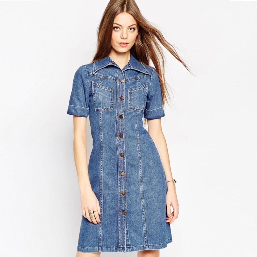 short sleeve jean dress