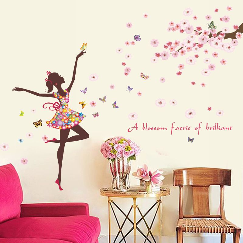 Room Peach Blossom Flower Butterfly Wall Sticker Vinyl Art Decal Decor Mural X