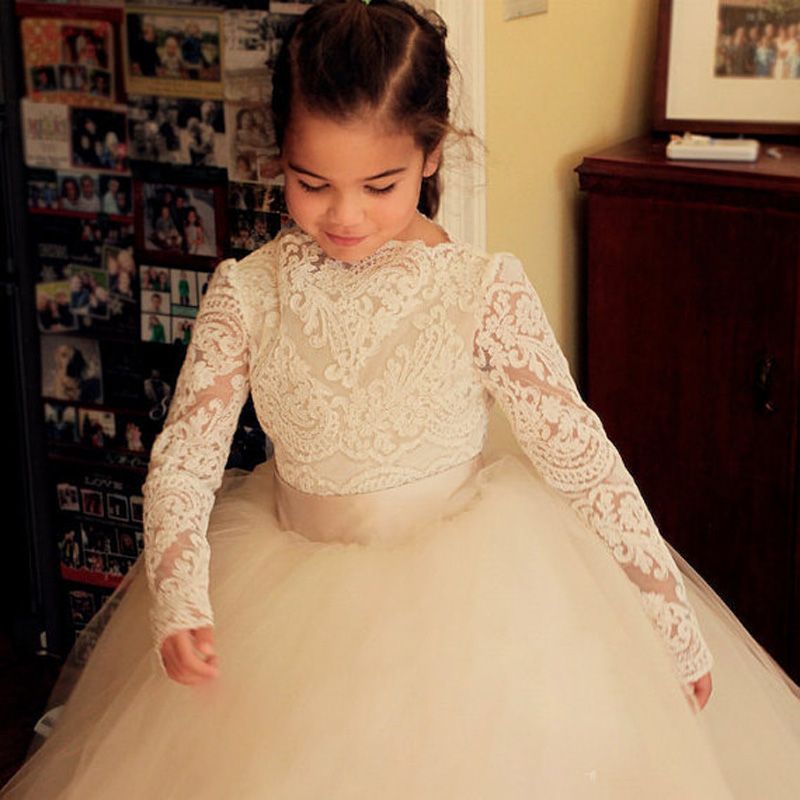 flower girl dress lace top tulle bottom