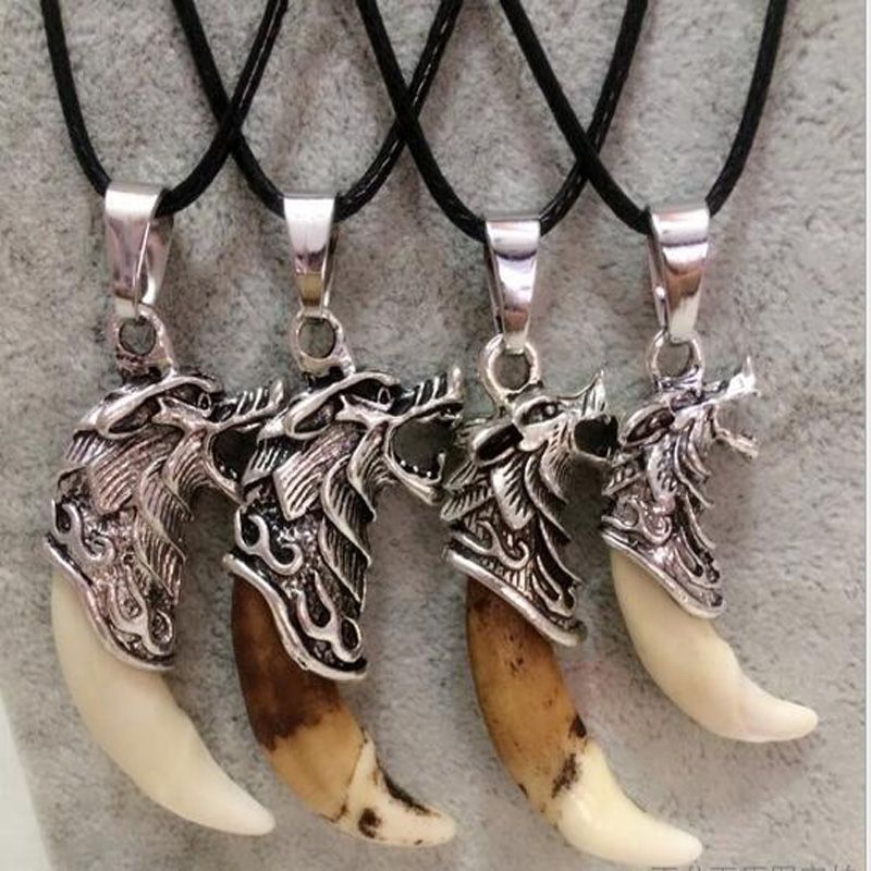 New Men Women/'s Wolf Tooth Necklace Stainless Steel Domineering Pendant Jewelry