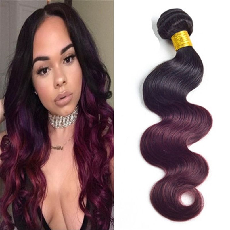Ombre Hair Extensions Brazilian Virgin Hair Body Wave Two Tone 1b