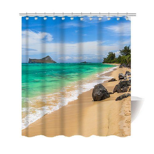 2019 Beautiful Hawaiian Beach Shower Curtain Polyester Fabric