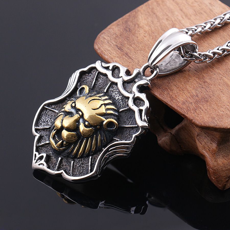 Cool Men Big Lion Head Pendant 