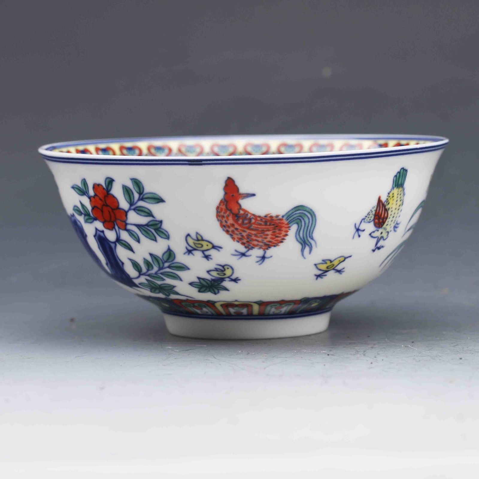CHINESE FAMILLE ROSE PORCELAIN HAND MADE LOTUS PATTERN BOWL W QIANLONG MARK
