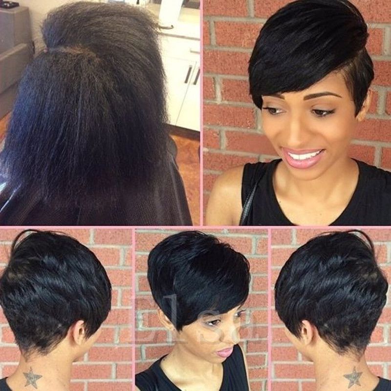 New Rihanna Bob Hair Style Wigs Short Human Cut Hair Lace Front