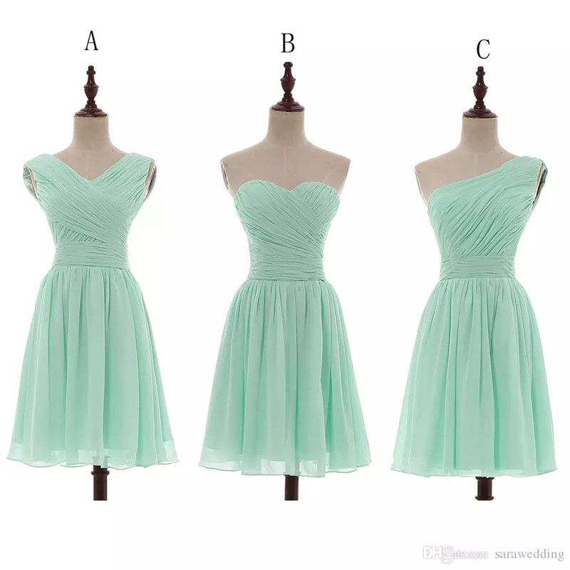 Compra Vestido De Bola Gasa Plisado Amor Corto Vestido De Dama De Menta  2020 País De Dama De Honor Vestidos Para La Boda Sukienka Wesele Foto Del  100% Barato | Entrega Rápida