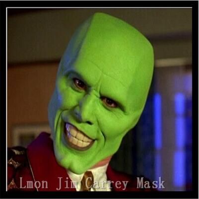 Loki latex mask Jim Carrey Costume Fancy Dress Halloween film 'The Mask' Green