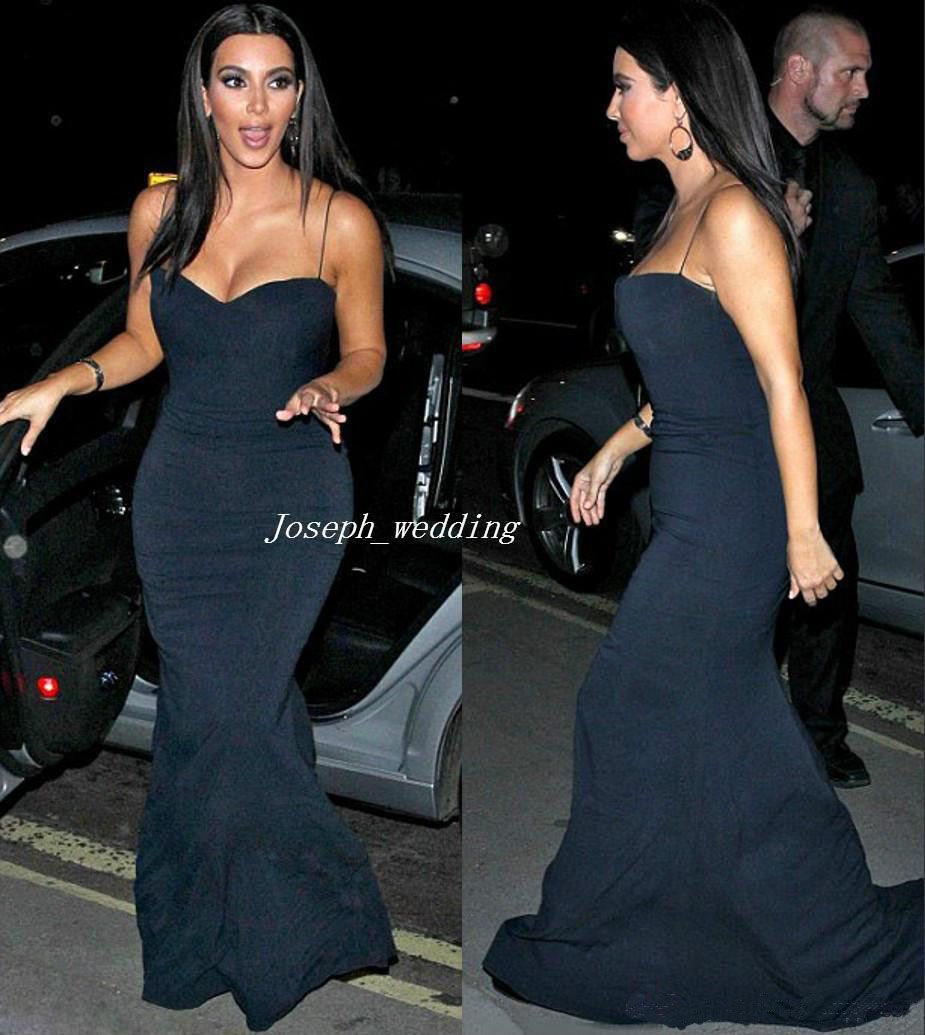 Vestidos de noche sin mangas Kim Kardashian Vestidos de novia sin tirantes de espagueti Longitud del Vestidos de noche sin mangas Kim Kardashian Vestidos de novia sin tirantes de espagueti Longitud del
