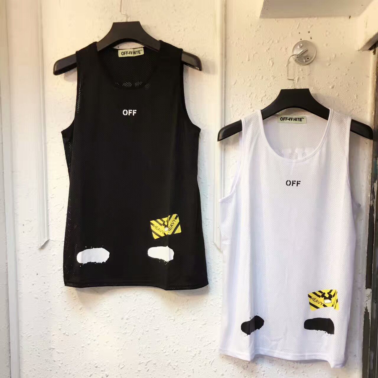 generøsitet kyst Pelmel Discount Highest Version 2017SS Off White Men Tank Tops Inkjet Twill Black  White Graffiti Fluorescence Men Breathable Mesh Sports Mens Tank Tops From  China | DHgate.Com