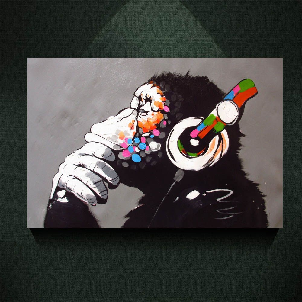 Acheter Moderne Peinture Sur Toile Banksy Street Art Imprimer DJ MONKEY  Chimp Parsel Avec Casque PEINTURE Toile Affiche Mur Décor Art Photo Pour  Salon De 6,31 € Du Tennee | DHgate.Com