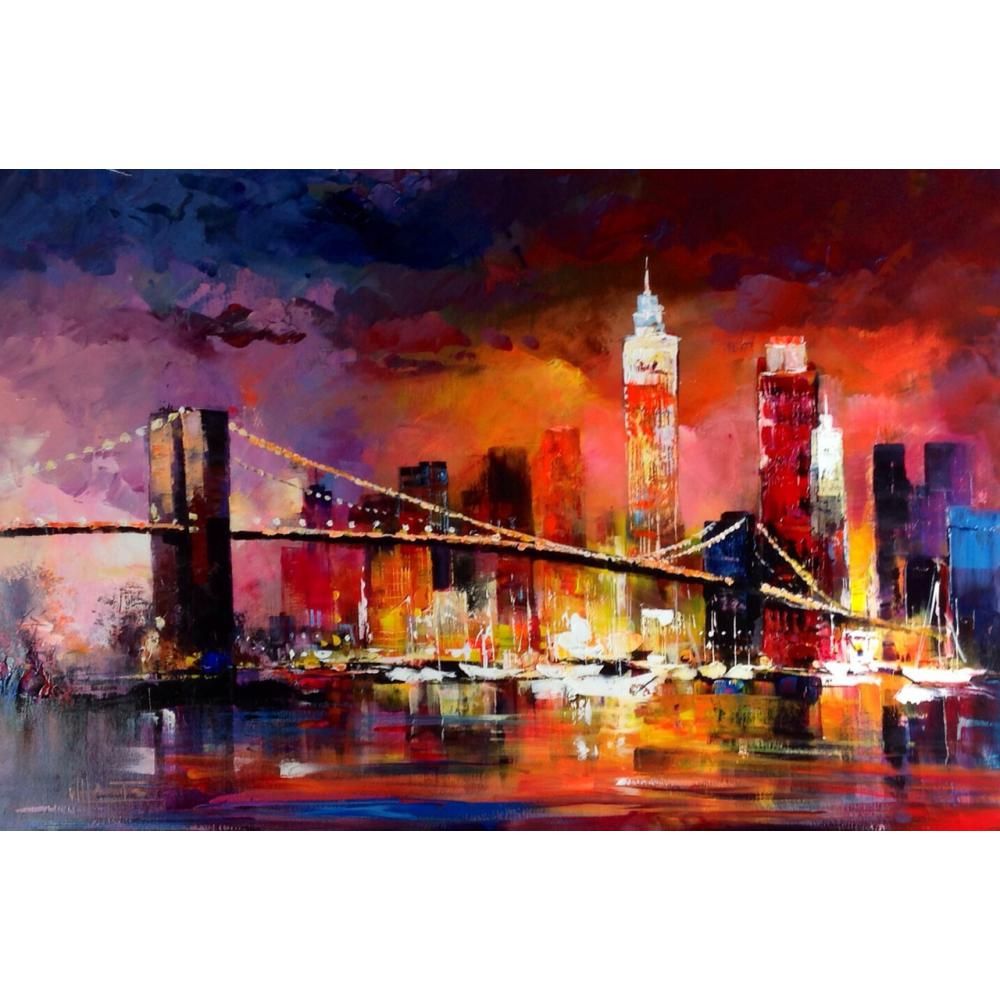 city skyline painting