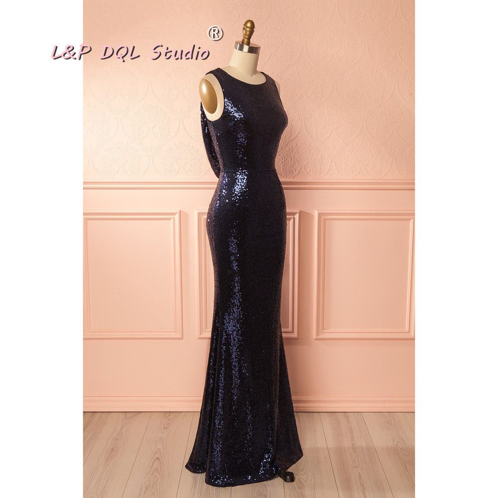 navy gold bridesmaid dresses