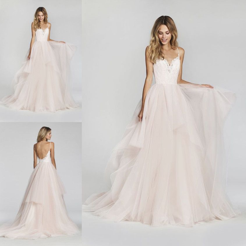 blush backless wedding dress