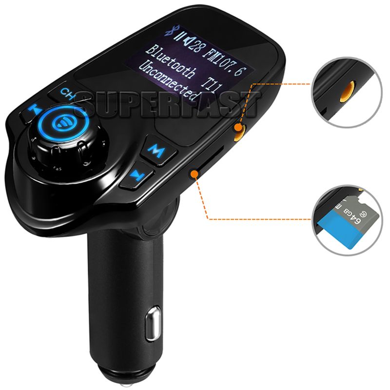 Ligadura Hacer Regeneración Adaptador de coche inalámbrico Bluetooth Transmisor FM T11 Adaptador de  radio Kit de coche Admite tarjeta
