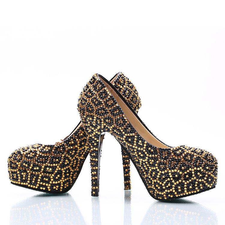 black and gold evening shoes