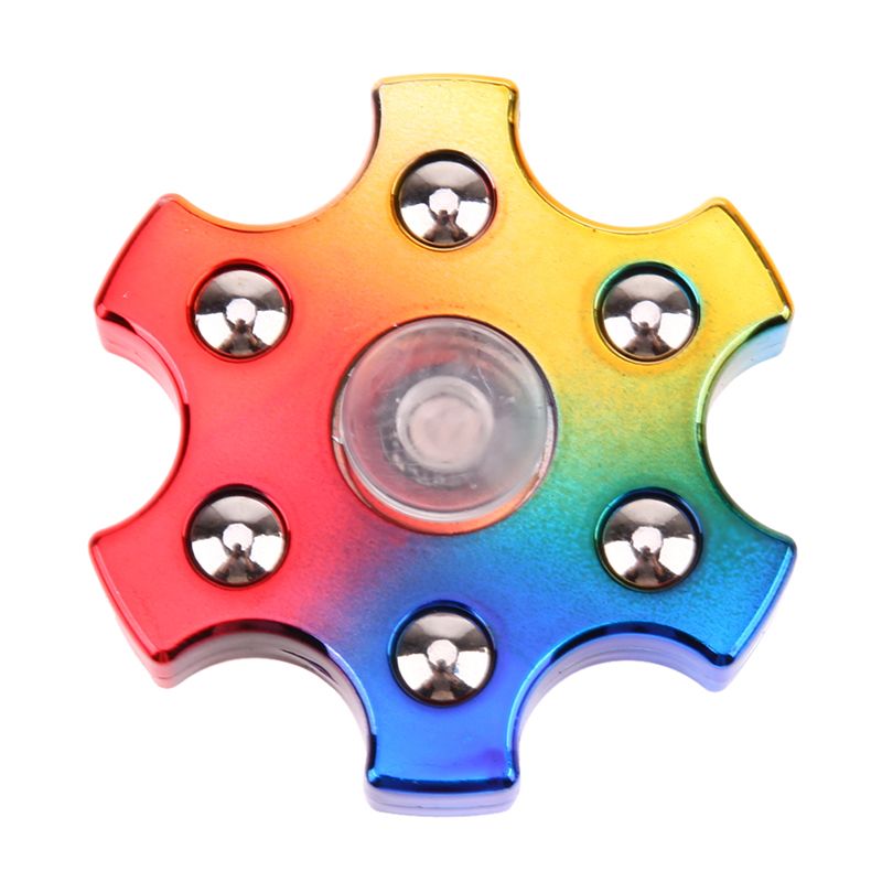 ADHD//Stress Giocattolo-ottone colorato 6 lati Fidget Spinner