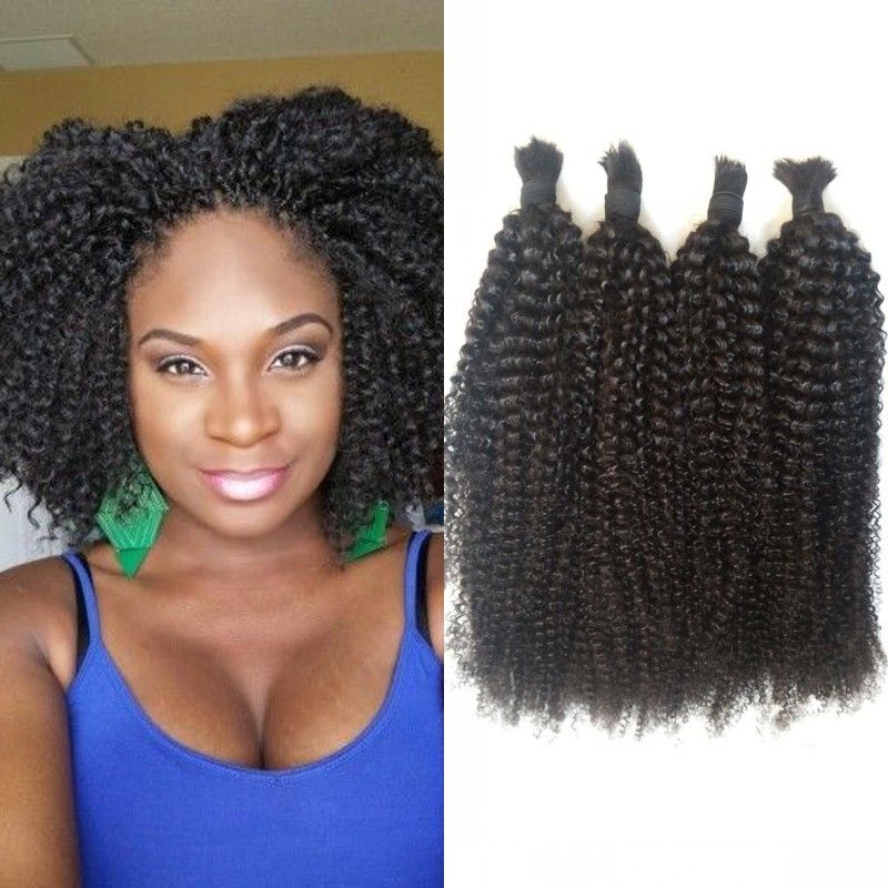 100 Unprocessed Human Braiding Hair Bulk No Weft Peruvian Kinky