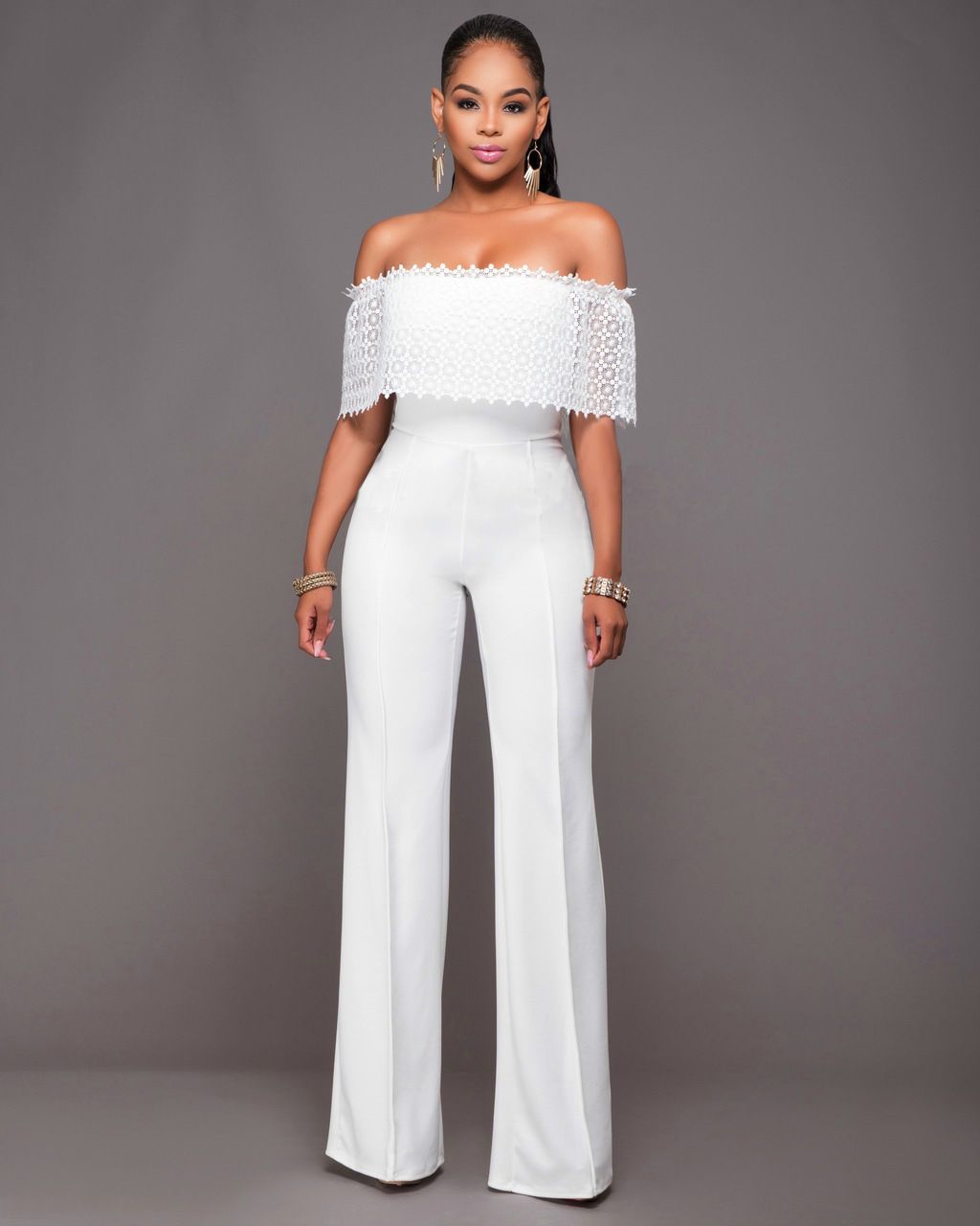 Women's white jumpsuit sale Clearance