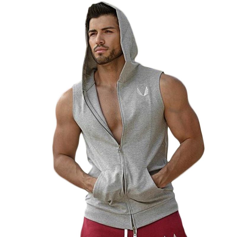 mens hooded sleeveless top