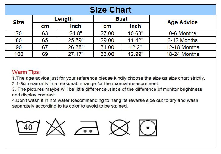 Baby Romper Size Chart