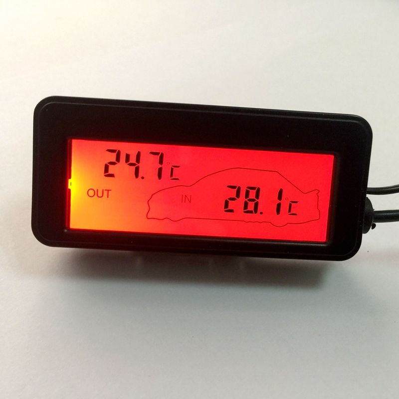 1,5 m de cable 12 V para interior y exterior Rojo pantalla LCD sensor Mini term/ómetro digital para coche para veh/ículos