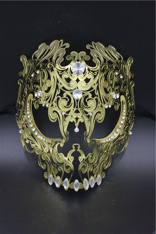 Or Argent Métal Découpe Laser Crâne Vénitien Mascarade Halloween Hommes Femmes Masque Or Argent Métal Découpe Laser Crâne Vénitien Mascarade Halloween Hommes Femmes Masque