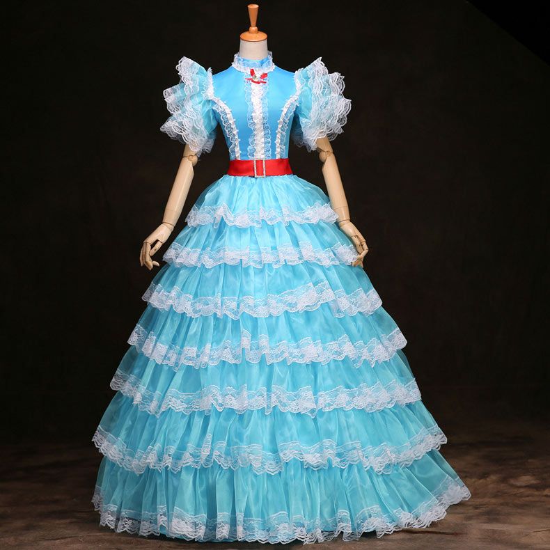 blue and white princess dress