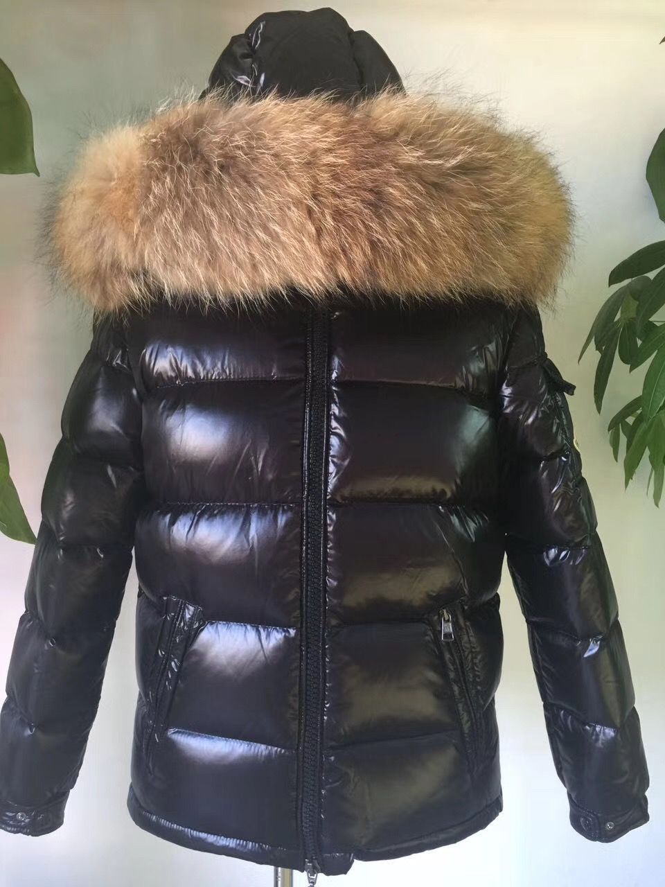 winter puffer coat with fur hood