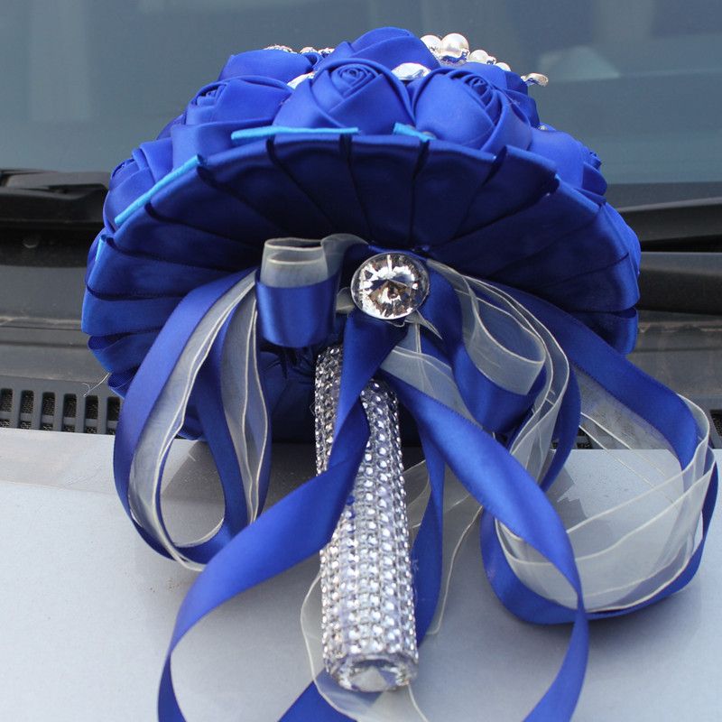 Royal Satin Wedding Flowers Decorations Crystal Pearls Bridal