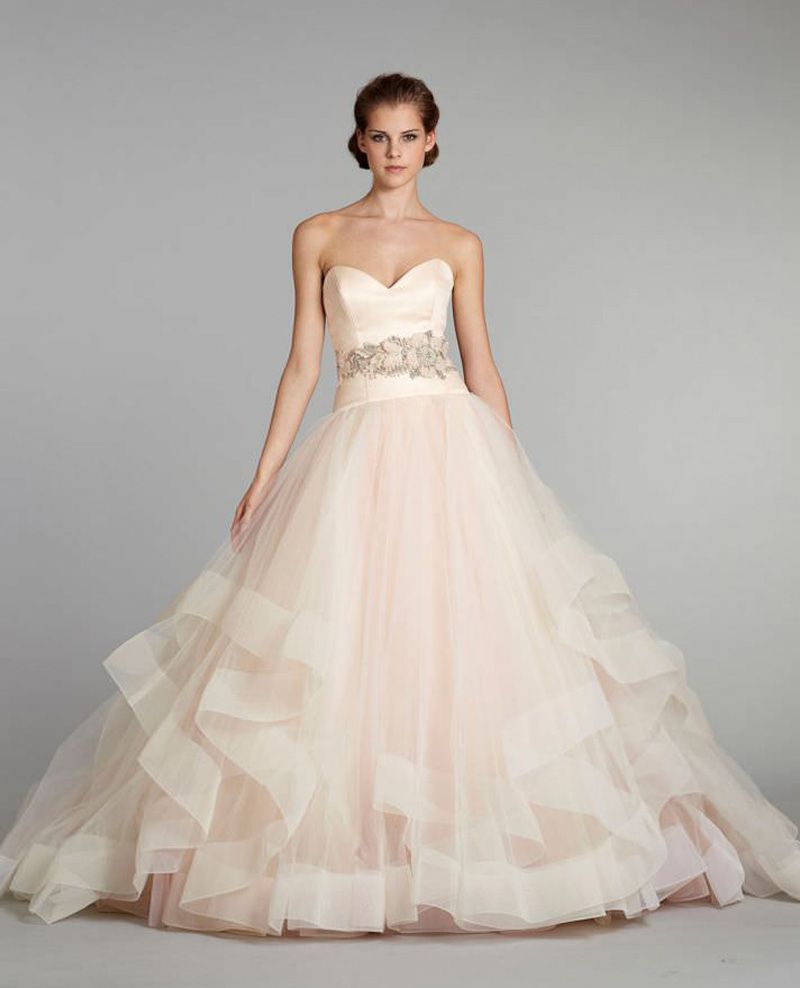 Acquistare Blush Rosa Abiti Da Sposa Della Principessa Gonfia 2017 Tulle  Plissettato Abito Da Sera In Organza Satin Di Seta Gioiello Floreale Vita  Naturale Treno Cappella Circolare Economico | Consegna Veloce E