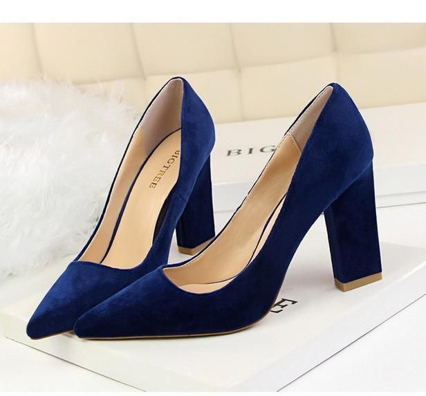 stylish velvet chunky high heel boots