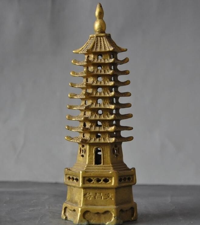 Antique copper engraving antique copper Wenchang tower jewelry