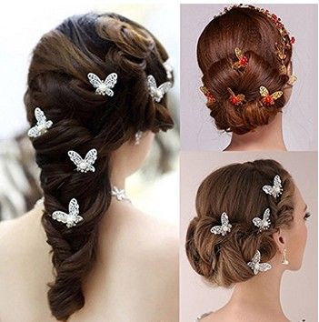 Charm Bridal Hair Accessories U Shape Rhinestone Gold Silver