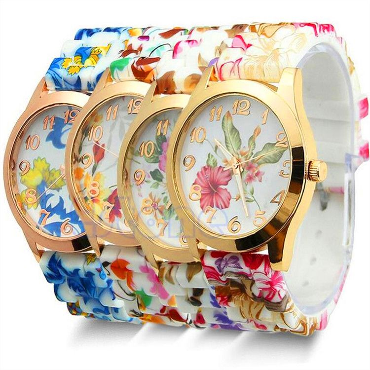 2017 Fashion Floral Flower Geneva Watches Garden Beauty Beacelet Women