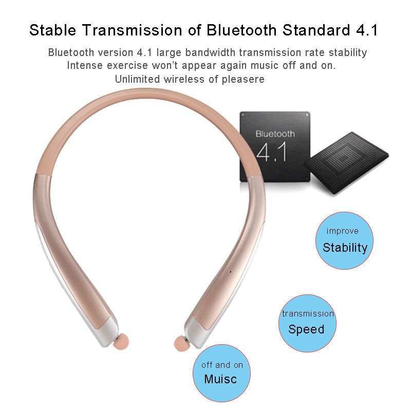 HBS1100 Bluetooth Wireless HeadPhone 200mAH CSR4.1 Neckband Sport