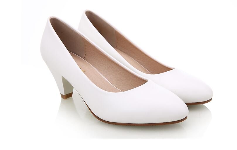 ladies white slip on pumps