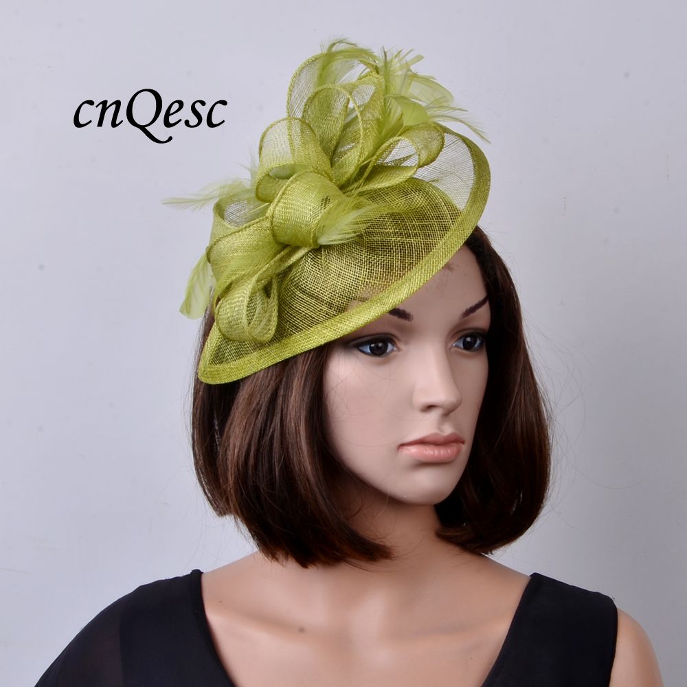 NEW Lime Green Sinamay Fascinator Hat 