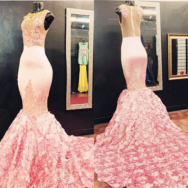 rose train prom dress