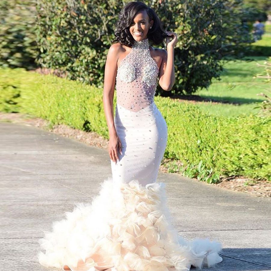 White long prom dresses 2018 discount