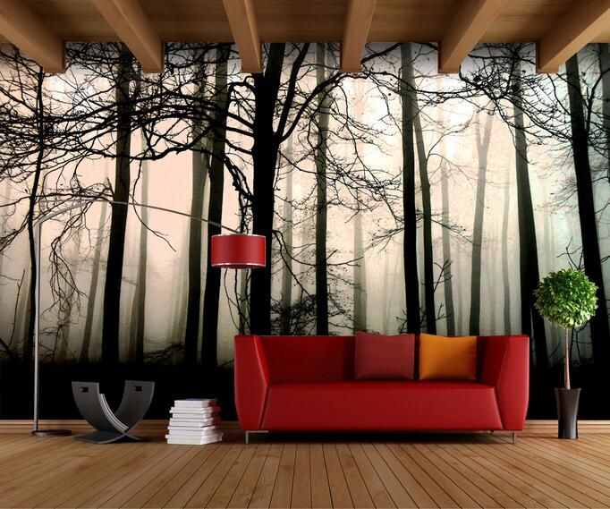 Retro Nostalgic Black And White Forest Artistic Painting Large Retro Nostalgic Black And White Forest Artistic Painting Large Murals Wallpaper Living Room Bedroom