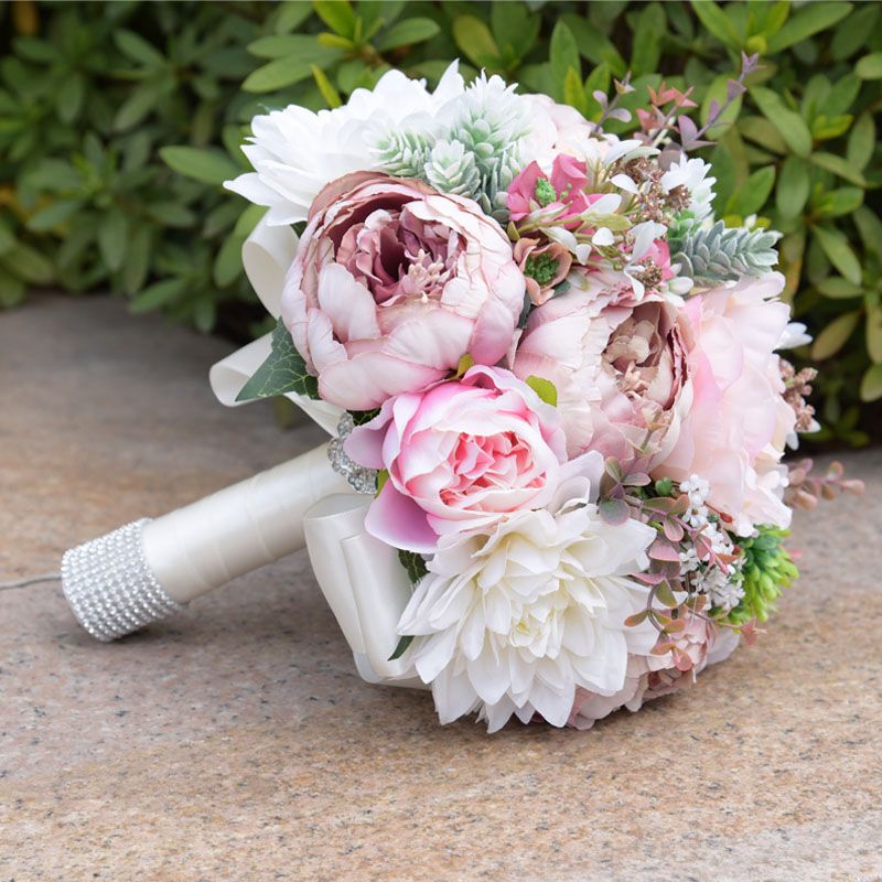 Acheter Style De Peinture à Lhuile Fleurs Artificielles Bouquets De Mariage Rose Mariage Rustique Mariage Bouquet De Mariée En Stock D559 De 1715