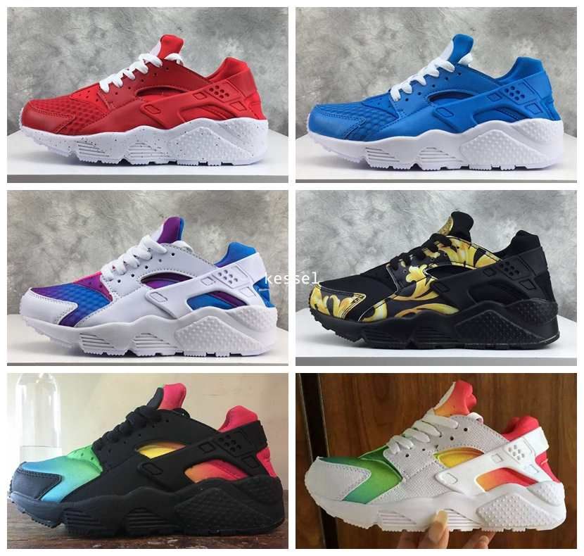 2017 Air Huarache One zapatillas para hombres mujeres, hombre azul rojo Rainbow Huaraches