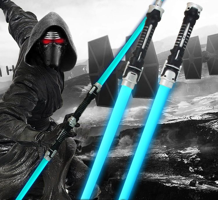 2 piezas Star Lightsaber sonido luz espada cosplay props niños doble luz sabre espada de para los niños regalos de Navidad b990