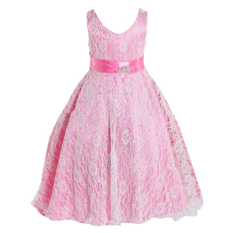Retail Rose Flower Girl Dresses Kid Girl Tulle Party Dress With Bow ...